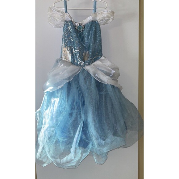 Disney Store Cinderella Costume Dress Up Halloween Princess Blue Gown Girl 7/8 - Picture 2 of 14
